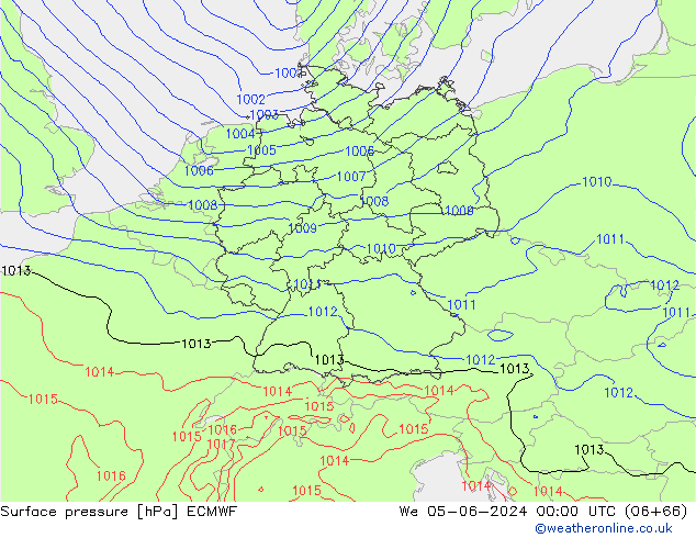 Bodendruck ECMWF Mi 05.06.2024 00 UTC