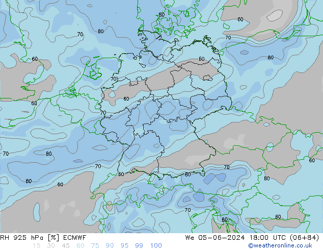 RH 925 hPa ECMWF Mi 05.06.2024 18 UTC