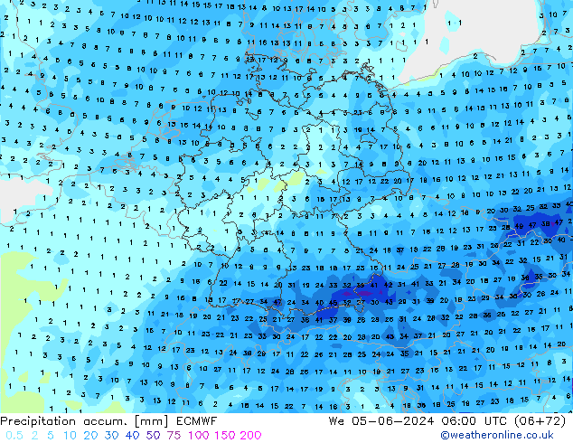 Precipitation accum. ECMWF We 05.06.2024 06 UTC