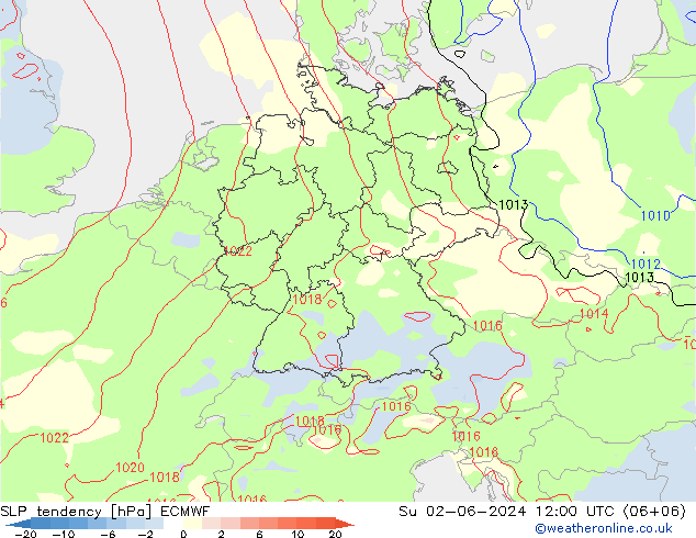 Druktendens (+/-) ECMWF zo 02.06.2024 12 UTC