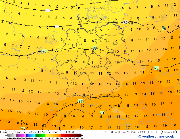 Height/Temp. 925 hPa ECMWF Th 06.06.2024 00 UTC