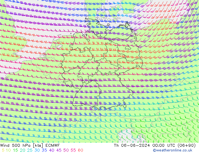 Wind 500 hPa ECMWF do 06.06.2024 00 UTC