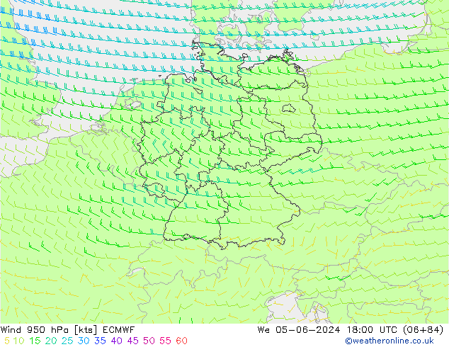 Wind 950 hPa ECMWF We 05.06.2024 18 UTC