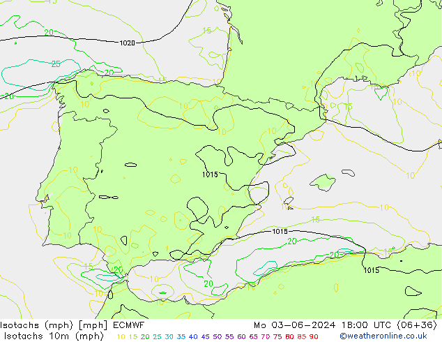 Isotachs (mph) ECMWF Mo 03.06.2024 18 UTC