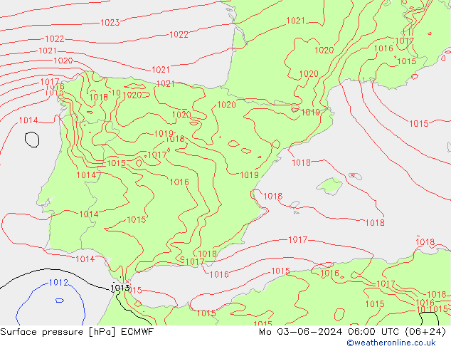 pression de l'air ECMWF lun 03.06.2024 06 UTC
