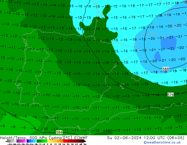 Z500/Rain (+SLP)/Z850 ECMWF nie. 02.06.2024 12 UTC