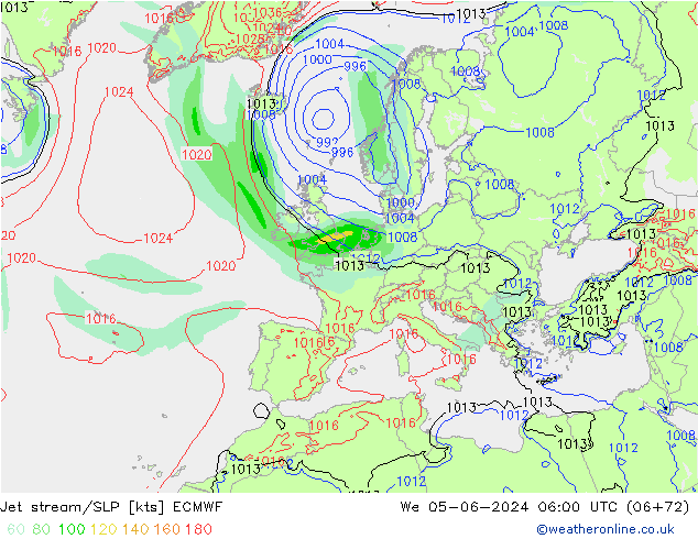 Polarjet/Bodendruck ECMWF Mi 05.06.2024 06 UTC