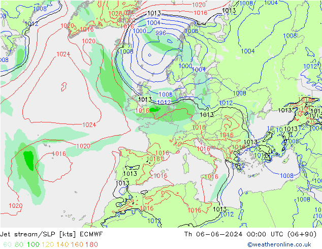 Corriente en chorro ECMWF jue 06.06.2024 00 UTC