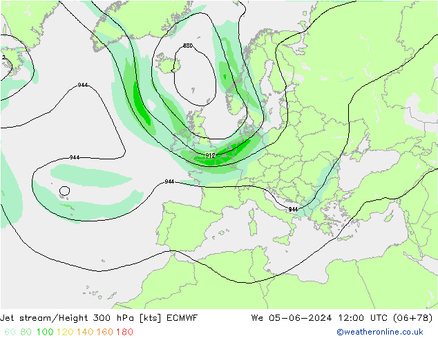 Jet stream ECMWF Qua 05.06.2024 12 UTC