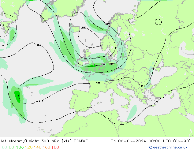 Prąd strumieniowy ECMWF czw. 06.06.2024 00 UTC