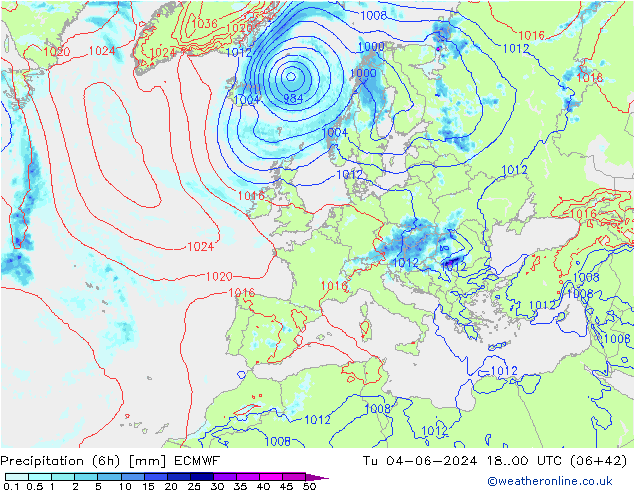 Z500/Rain (+SLP)/Z850 ECMWF Ter 04.06.2024 00 UTC