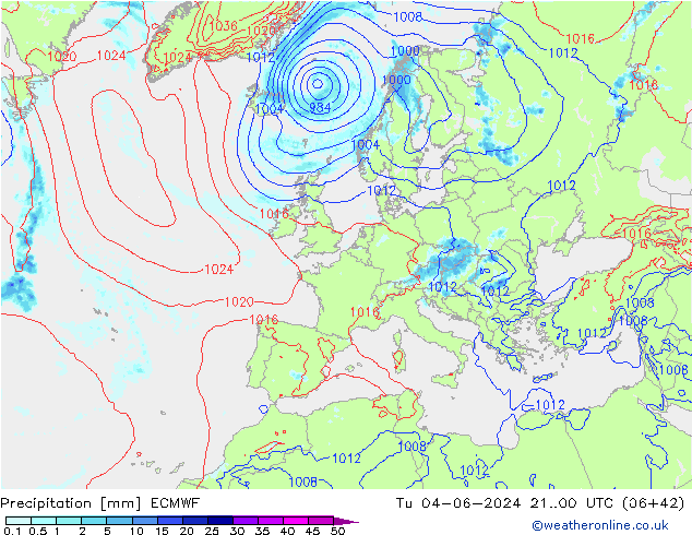 Niederschlag ECMWF Di 04.06.2024 00 UTC