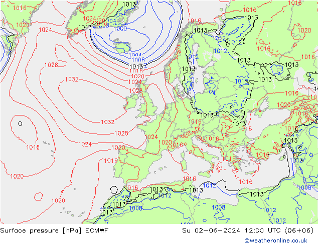 Yer basıncı ECMWF Paz 02.06.2024 12 UTC