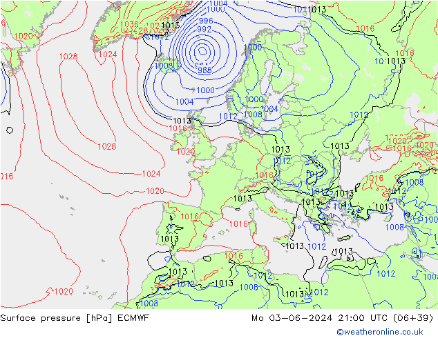 Luchtdruk (Grond) ECMWF ma 03.06.2024 21 UTC