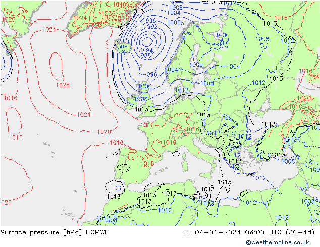 Bodendruck ECMWF Di 04.06.2024 06 UTC
