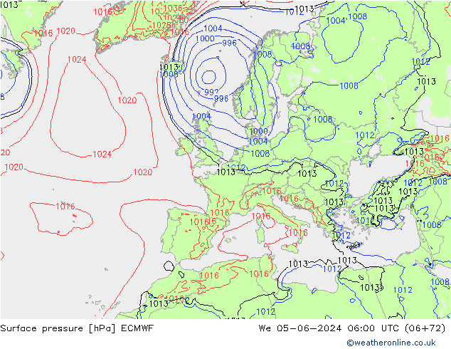 pression de l'air ECMWF mer 05.06.2024 06 UTC