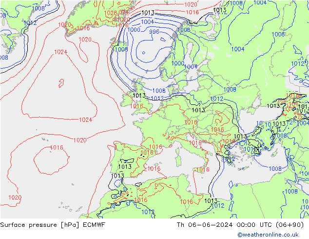 приземное давление ECMWF чт 06.06.2024 00 UTC