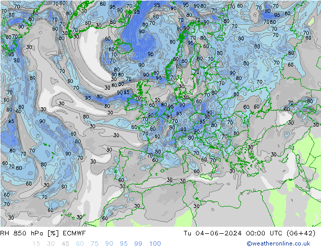 Humedad rel. 850hPa ECMWF mar 04.06.2024 00 UTC