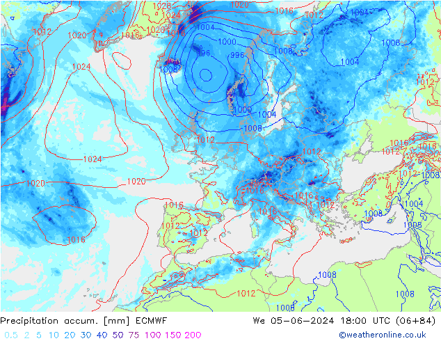 Precipitation accum. ECMWF  05.06.2024 18 UTC