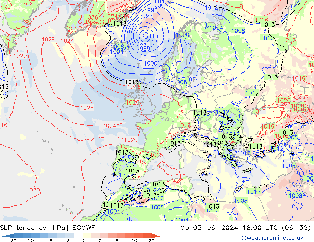 Druktendens (+/-) ECMWF ma 03.06.2024 18 UTC