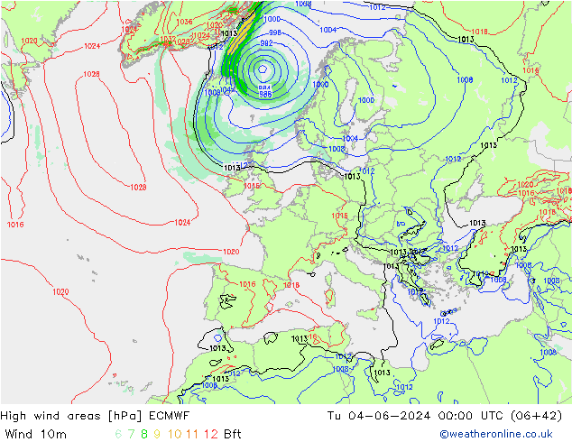 High wind areas ECMWF mar 04.06.2024 00 UTC