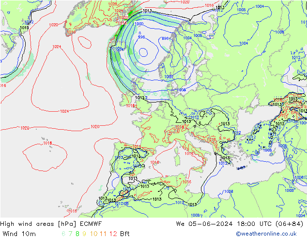 High wind areas ECMWF St 05.06.2024 18 UTC