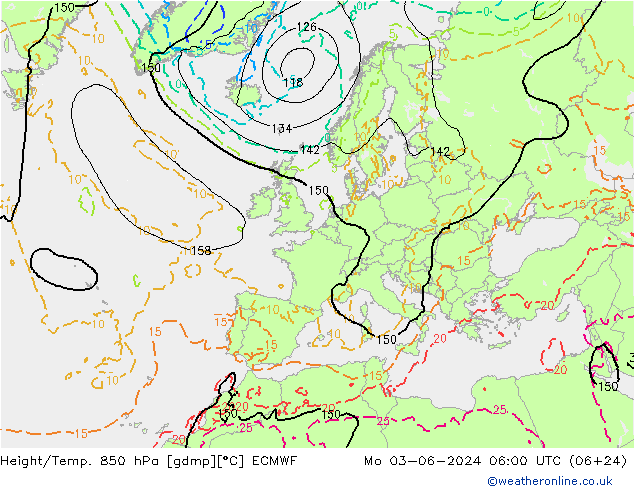 Z500/Rain (+SLP)/Z850 ECMWF 星期一 03.06.2024 06 UTC