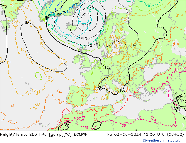 Z500/Rain (+SLP)/Z850 ECMWF lun 03.06.2024 12 UTC