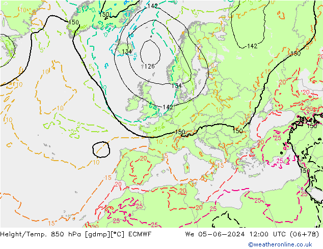 Height/Temp. 850 гПа ECMWF ср 05.06.2024 12 UTC