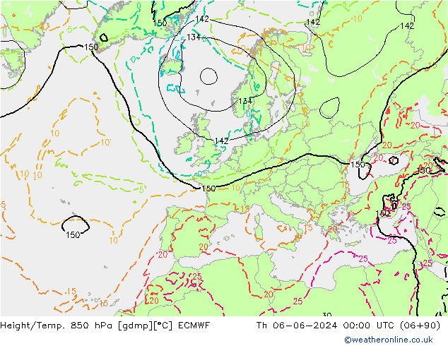 Géop./Temp. 850 hPa ECMWF jeu 06.06.2024 00 UTC