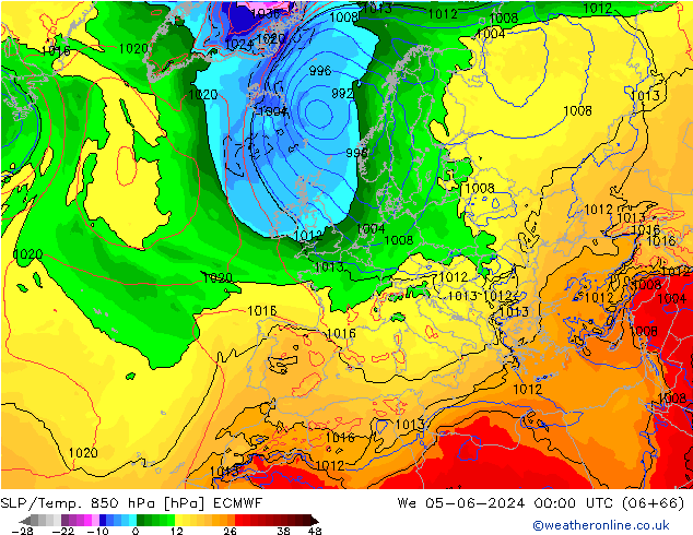 SLP/Temp. 850 hPa ECMWF We 05.06.2024 00 UTC