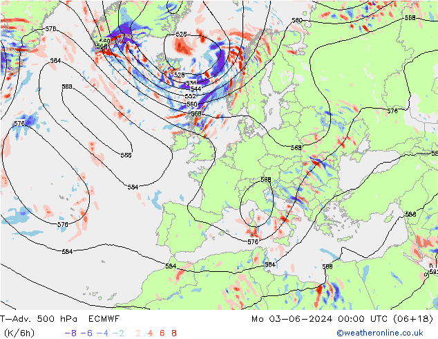 T-Adv. 500 hPa ECMWF  03.06.2024 00 UTC