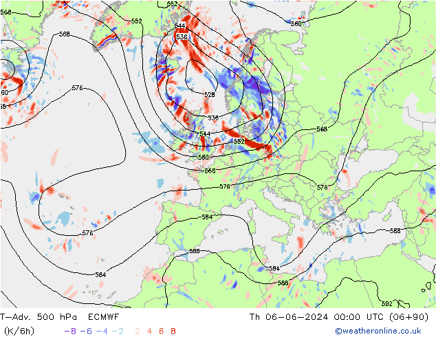 T-Adv. 500 hPa ECMWF do 06.06.2024 00 UTC