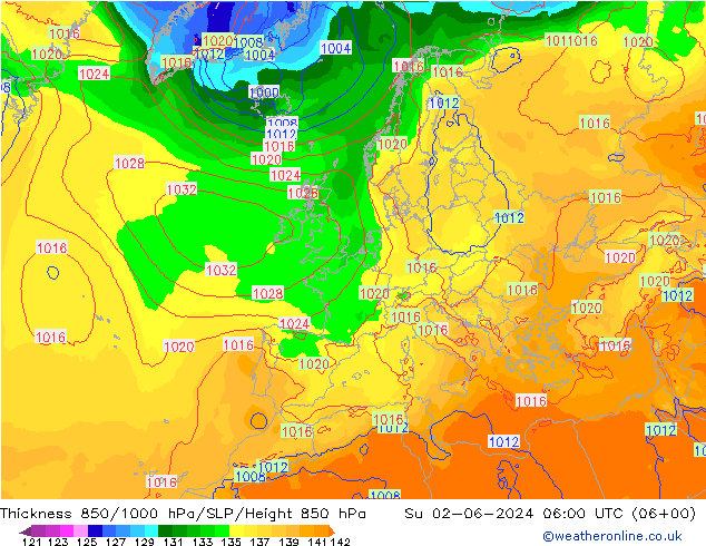 Thck 850-1000 hPa ECMWF dom 02.06.2024 06 UTC