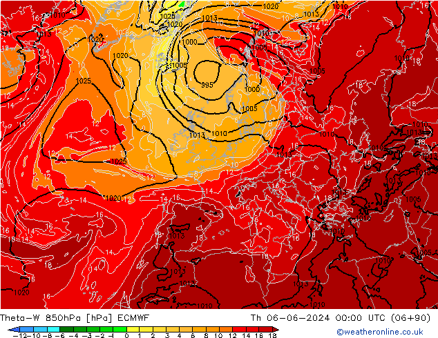 Theta-W 850hPa ECMWF Th 06.06.2024 00 UTC