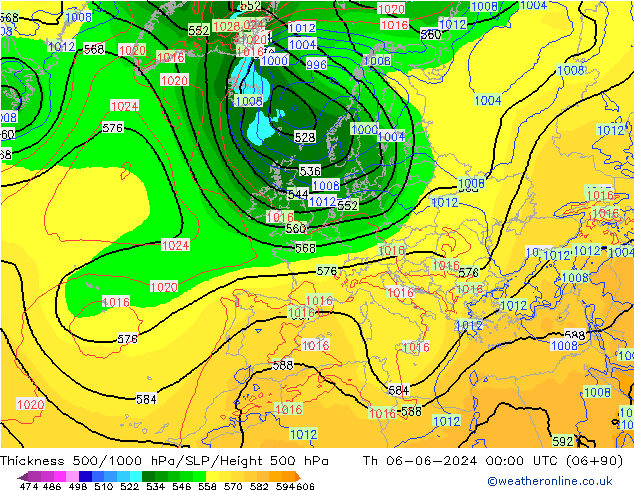 Thck 500-1000hPa ECMWF czw. 06.06.2024 00 UTC