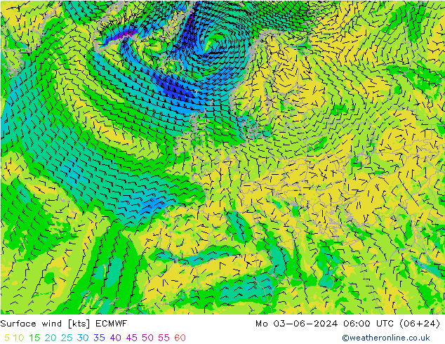 Bodenwind ECMWF Mo 03.06.2024 06 UTC