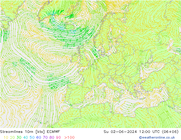 Linha de corrente 10m ECMWF Dom 02.06.2024 12 UTC