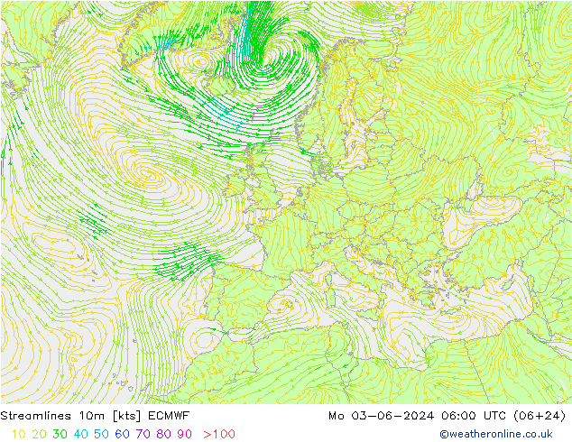 ветер 10m ECMWF пн 03.06.2024 06 UTC
