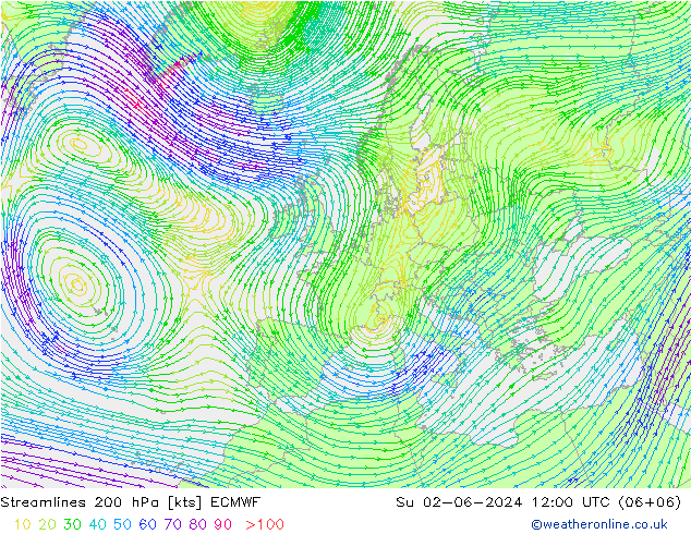 风 200 hPa ECMWF 星期日 02.06.2024 12 UTC
