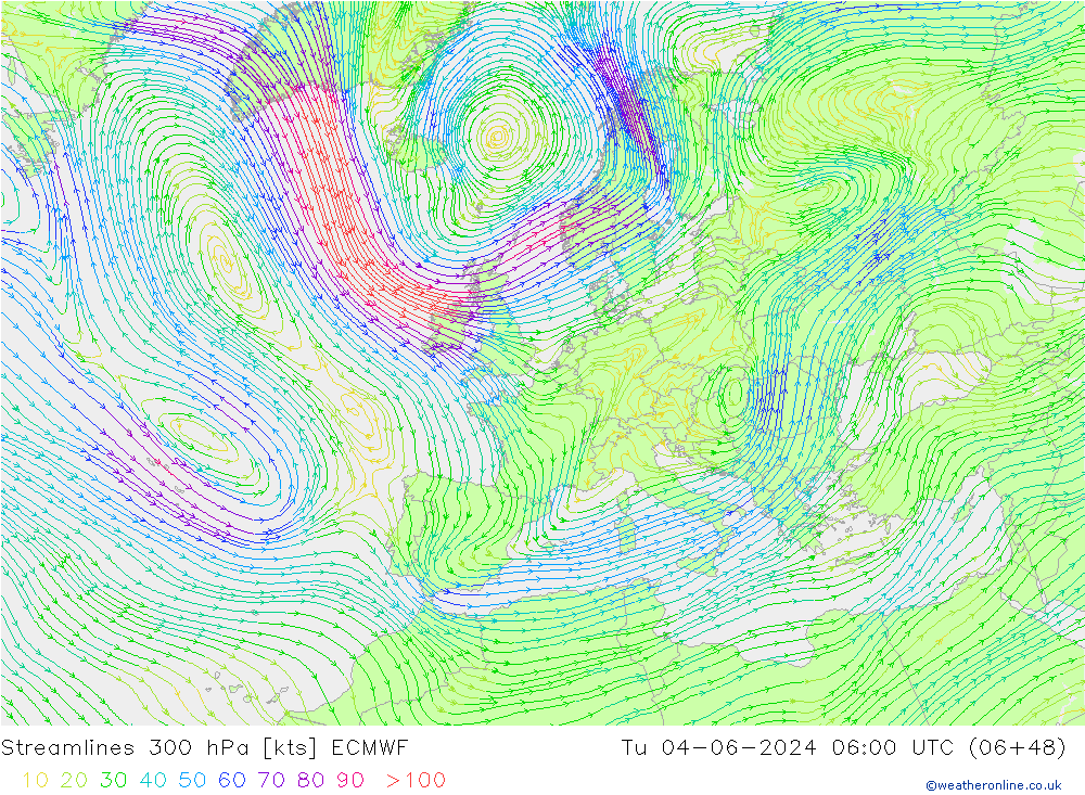 Rüzgar 300 hPa ECMWF Sa 04.06.2024 06 UTC