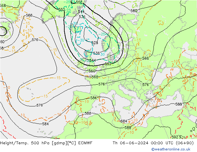 Height/Temp. 500 hPa ECMWF 星期四 06.06.2024 00 UTC