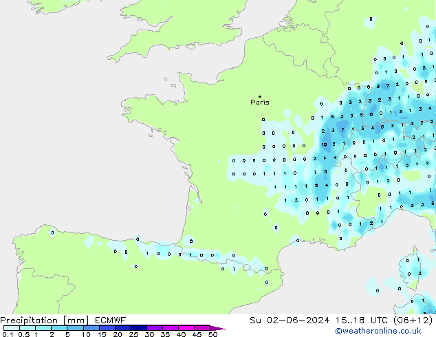 Niederschlag ECMWF So 02.06.2024 18 UTC