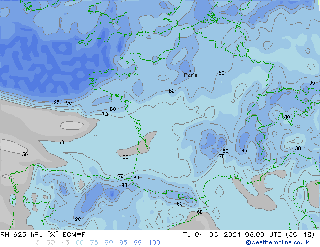 RV 925 hPa ECMWF di 04.06.2024 06 UTC