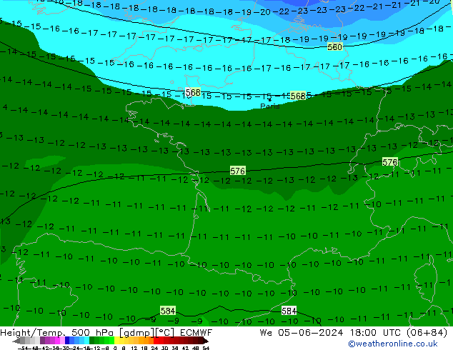 Z500/Regen(+SLP)/Z850 ECMWF wo 05.06.2024 18 UTC