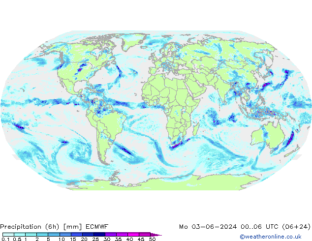 Precipitação (6h) ECMWF Seg 03.06.2024 06 UTC