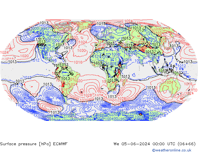 Bodendruck ECMWF Mi 05.06.2024 00 UTC