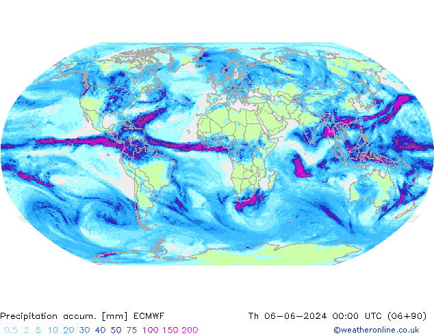Precipitation accum. ECMWF gio 06.06.2024 00 UTC