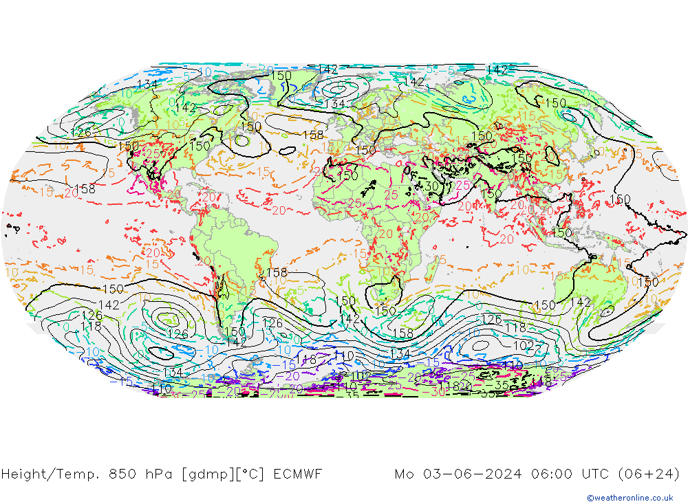 Z500/Rain (+SLP)/Z850 ECMWF Mo 03.06.2024 06 UTC