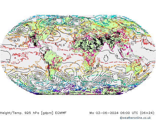 Height/Temp. 925 hPa ECMWF 星期一 03.06.2024 06 UTC